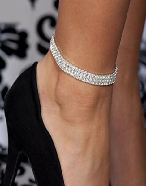 

jewelry shining crystal rhinestone elastic anklets for women ankle bracelet on the leg layered anklet foot jewelry5868166, White