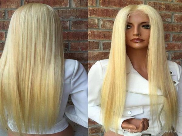 

150 density 613 straight thick no glue full lace human hair wig with baby hair brazilian honey blonde human hair lace front wig c9873677, Black