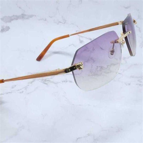 

10% off luxury designer new men's and women's sunglasses 20% off panther men fashion rimless glasses trend product street outdoor, White;black