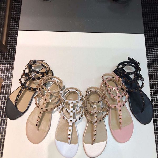 

designer dress shoes new summer roman slotted comfort women's sandals clip toe willow nail flat sandals, Black
