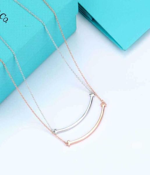 

sterling silver t home smiling face necklace for female students korean version simple 18k rose gold net red temperament2304646