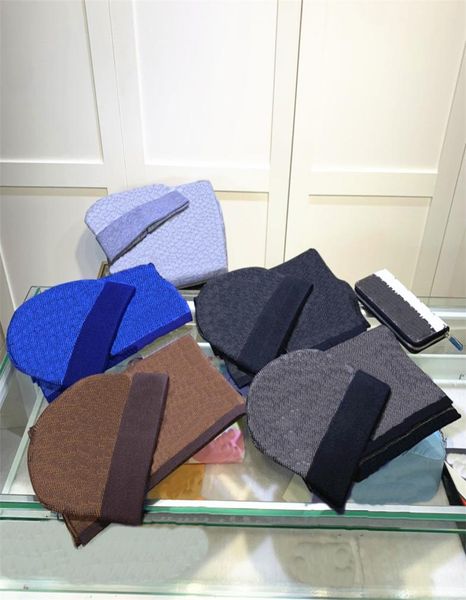

luxury hat scarf set for beanies men women winter 2 piece design caps shawl designer hats scarves wool beanie wrap scarfs6137567, Blue;gray