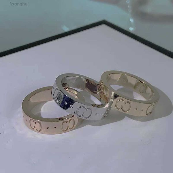 

rings luxurys designers fashion men women titanium steel engraved letter pattern lovers jewelry narrow ring size 5-11 8qe6, Silver