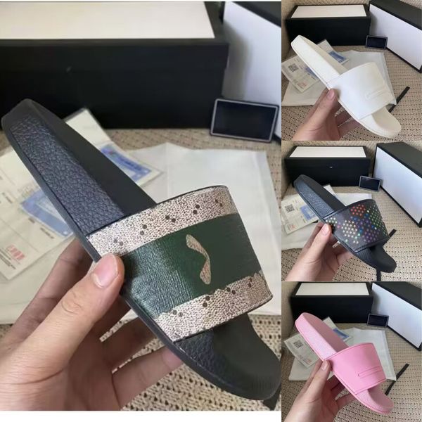 

2022 fashion women men sandal luxury designer lady gentlemen colorful canvas letter anatomic leather slide 6 style model 35-42, Black