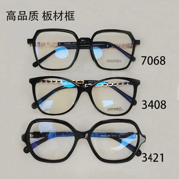 

luxury designer sunglasses 20% off small fragrance box 3408 leather leg flat female song qian same type ch3421 letter glasses plain face mir, White;black