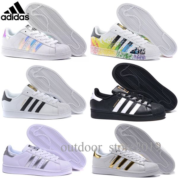 

ginals superstar shoes white hologram iridescent junior superstars 80s pride sneakers super star women men sport casual shoes 35-46