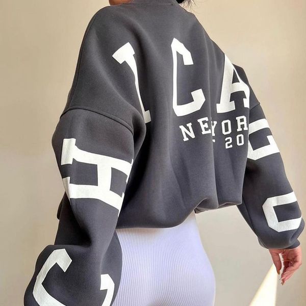 

women's hoodies sweatshirts women sweatshirt hoodie fashion print letters fleece long sleeve loose hoodies y2k streetwear autumn winter, Black