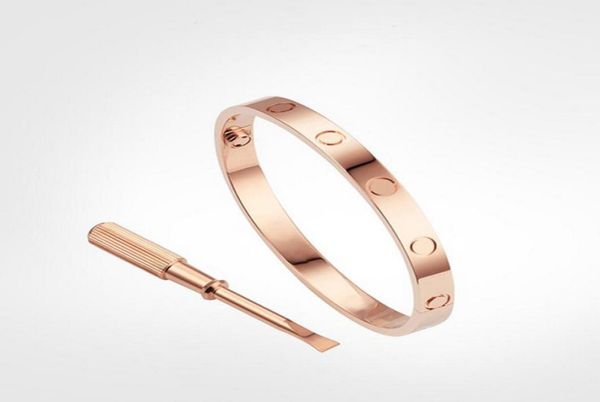 

gold plated bangle love bracelets silver rose gold for women men screwdriver bracelet with bag 1522cm2410605, Black