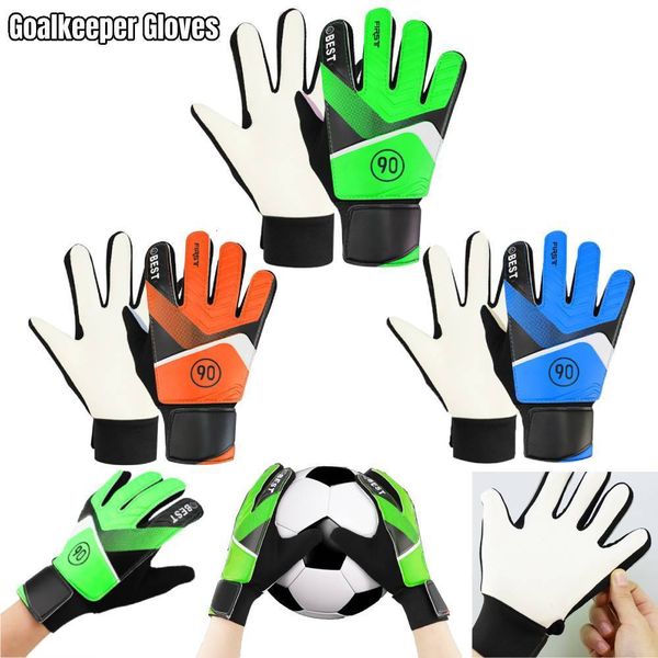 

sports gloves 1 pair children antislip glove goalkeeper gloves pu gloves finger protection goal thickened latex football gloves for kids 230, Black