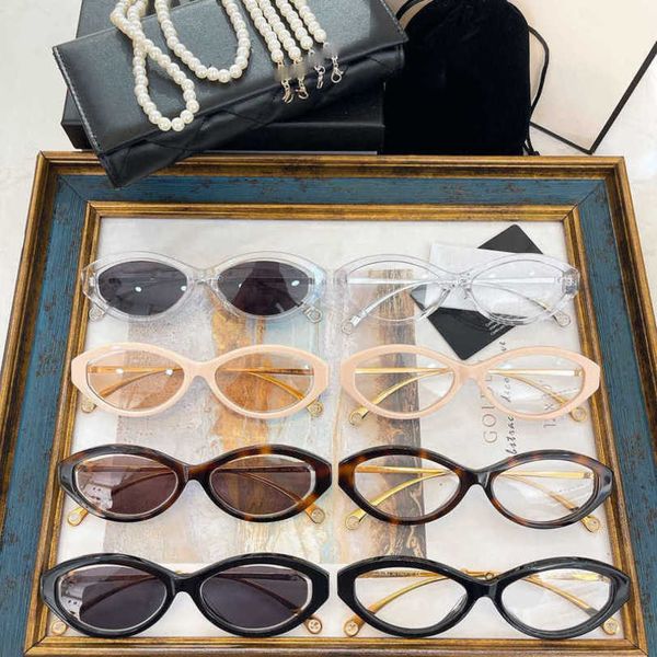 

10% off luxury designer new men's and women's sunglasses 20% off xiaoxiangjia ch5424 ins same pearl chain oval female, White;black