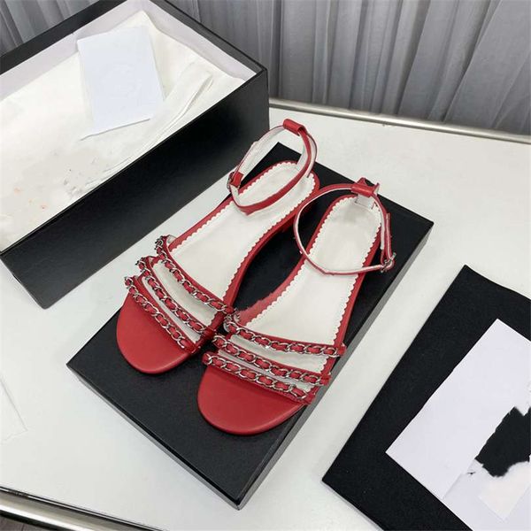 

fashion women's sandals 2023 channel luxury brand summer popular leather high heel sandals leisure holiday flats 08-020, Black