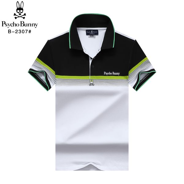 

luxury mens polos designer psychological rabbit t shirt fashion striped polo collar and short sleeve color block letter pattern kqk1, White;black