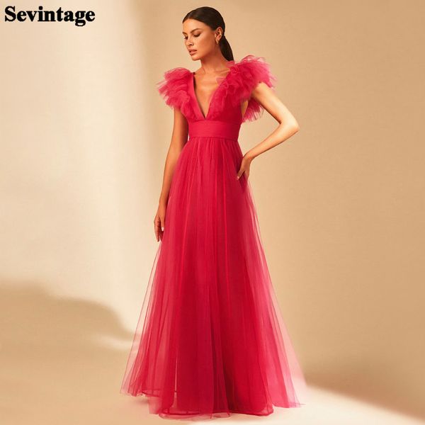 

party dresses sevintage simple ruffles tulle prom dresses cap sleeves vneck formal prom party gowns backless long women's evening dress, White;black