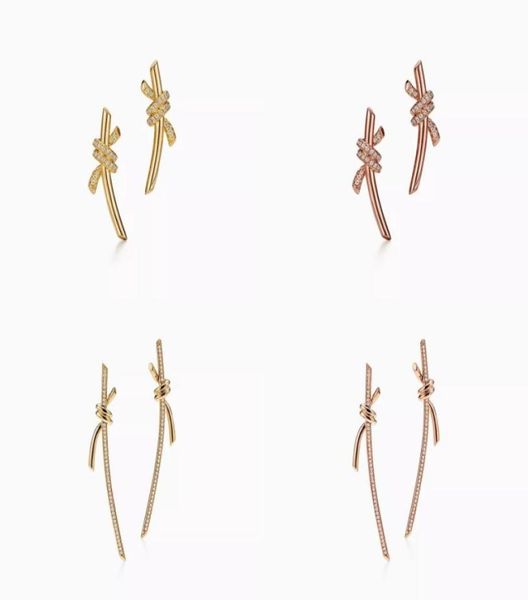 

t design knote drop stud earrings charm love earrings 925 sterlling silver 18k gold plated jewelry fashion classic luxury brand va3397382, Golden