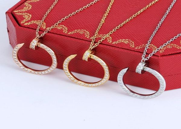 

stainless steel fashion classic nail pendant necklaces cshaped men and women couples party diamond jewelry to send lover does not7417429, Silver