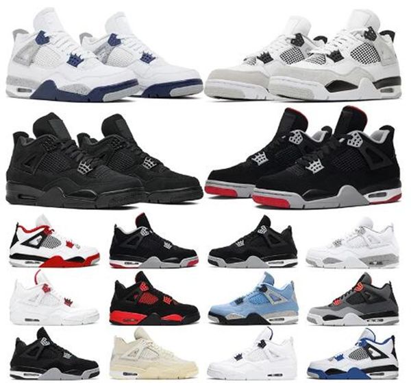 

4 retro bred jordas basketball shoes shimmer men women jumpman 4s university blue white oreo red thunder cactus jack green glow mens trainer, Black