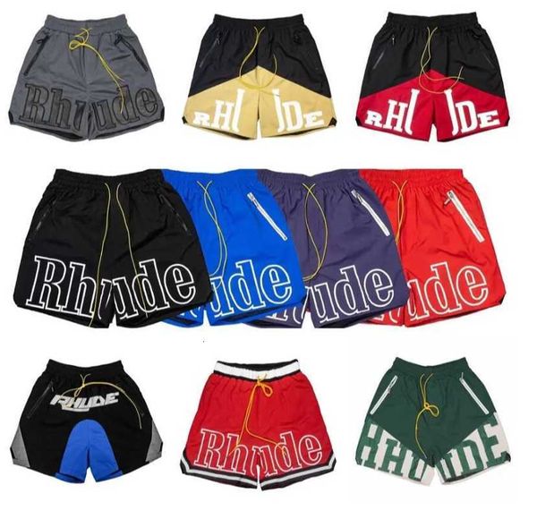 

2023 designer men rh limited rhude shorts summer swim short knee length hip hop high street loose sports training beach pants mens elastic w, White;black