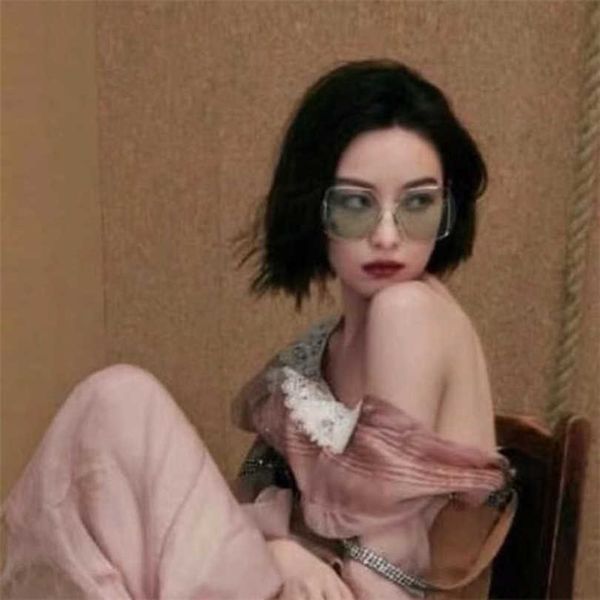 

10% off luxury designer new men's and women's sunglasses 20% off large frame face small ni ni's same herringbone hollow out, White;black