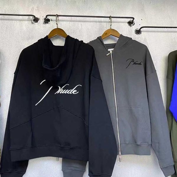 

80% off factory outlet online ceiling correct edition rh letter embroidery casual loose zipper hooded jacket, Black