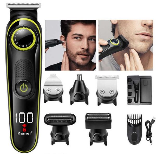 

kemei electric shaver facial body shaving machine hair clipper trimmer for men beard razor grooming set nose and ear trimmer p08178304034