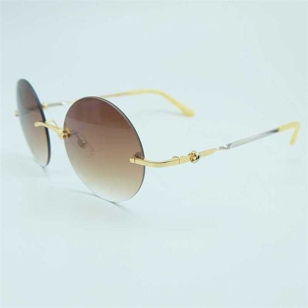 

luxury designer fashion sunglasses 20% off round metal rimless mens vintage lentes mujer, White;black