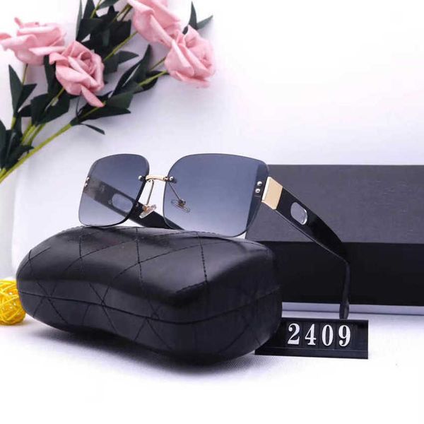 

50% off luxury designer new men's and women's sunglasses 20% off overseas street shooting travel fashion glasses 2409, White;black