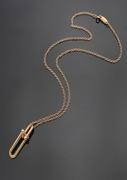 

designer double ring bamboo necklace luxury brand horseshoe buckle pendant earrings female geometric earrings valentine039s day3429227, Silver