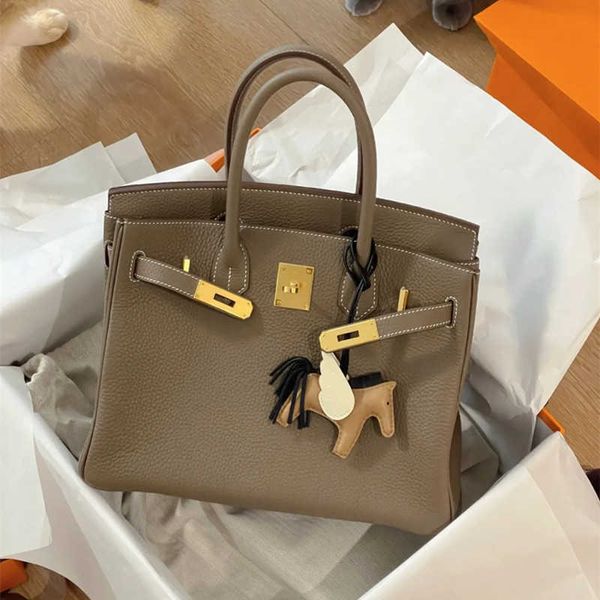 

genuine leather birkin herms bags bag 2023 new bag women's leather hand carry-on with cowhide layer