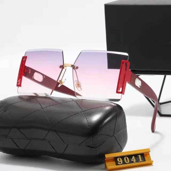 

50% off luxury designer new men's and women's sunglasses 20% off overseas frameless travel fashion glasses 9041, White;black