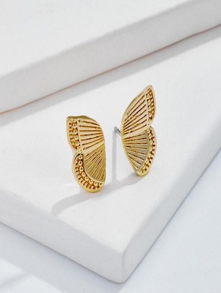 

14k gold plated butterfly stud earring women cute wing earrings for gift party fashion jewelry 128999, Golden;silver