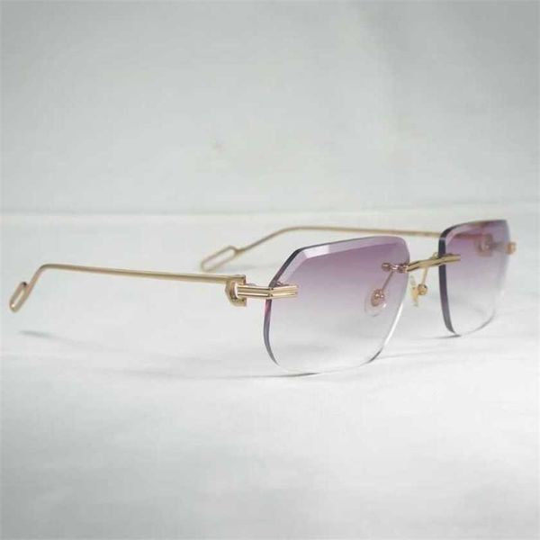 

fashion men's outdoor sunglasses vintage diamond cutting men oculos rimless shade metal frame clear glasses for women accessories gafas, White;black