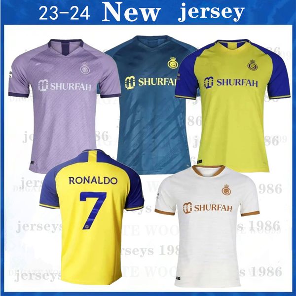 

22/23 al nassr fc soccer jerseys ronaldo 2022 2023 home yellow away cr7 gonzalo martinez talisca ghislain konan vincent aboubakar men footba, Black;yellow