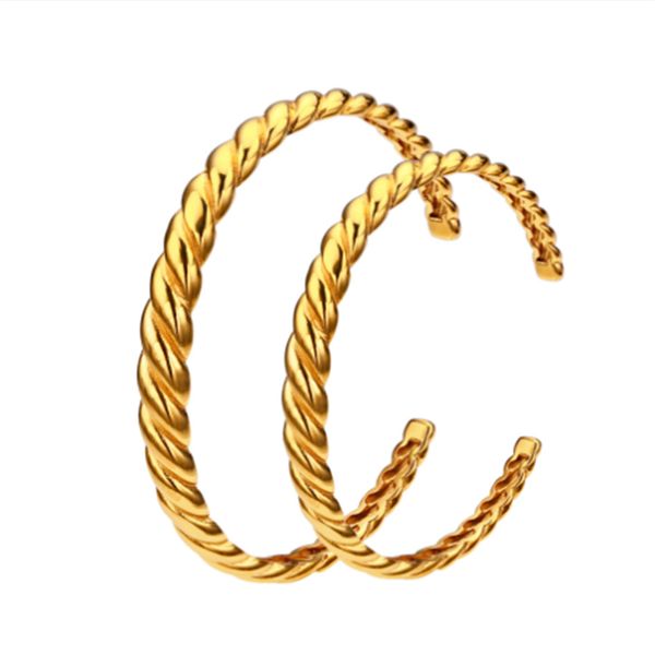 

fashion charm gold link bracelet new gold bracelet c-type opening bracelet titanium steel plating gold twist couple bracelet, Black