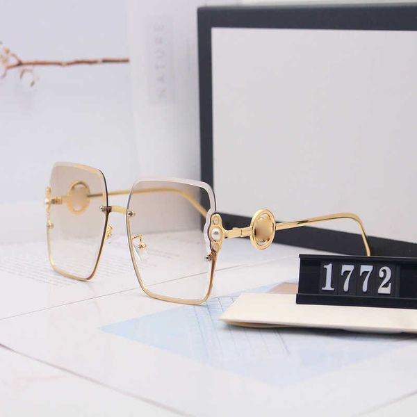 

luxury designer new men's and women's sunglasses 20% off cut edge box ancient accessories leg glasses gradient eyebrows frameless, White;black