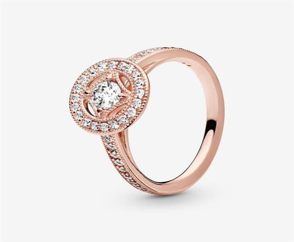 

luxury 18k rose gold vintage circle ring crystal wedding ring for pandora 925 silver rings with original retail box sets268h3590922, Slivery;golden
