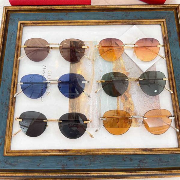 

luxury designer sunglasses 20% off 22-year style rimless round for male driver travel sunscreen ct0331s, White;black