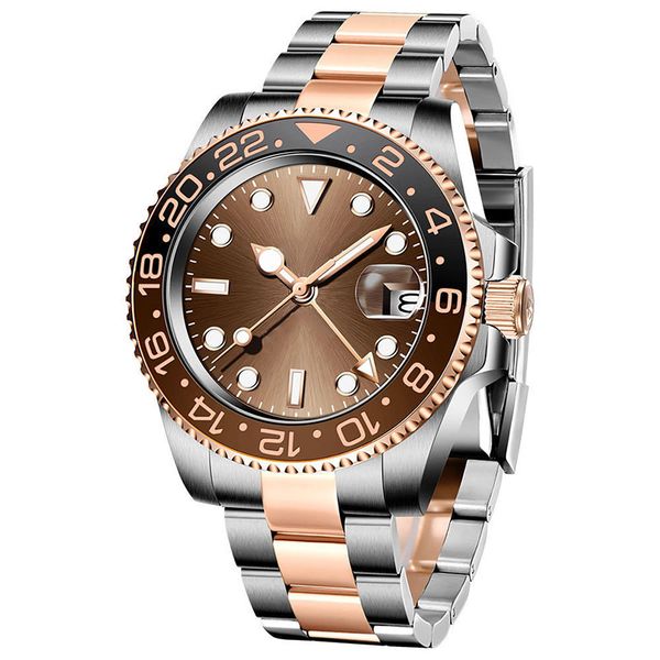 

watch for man gmt batman automatic mechanical 40mm stainless steel blue black ceramic sapphire ceramic coke bezel wristwatches montre de lux, Slivery;brown
