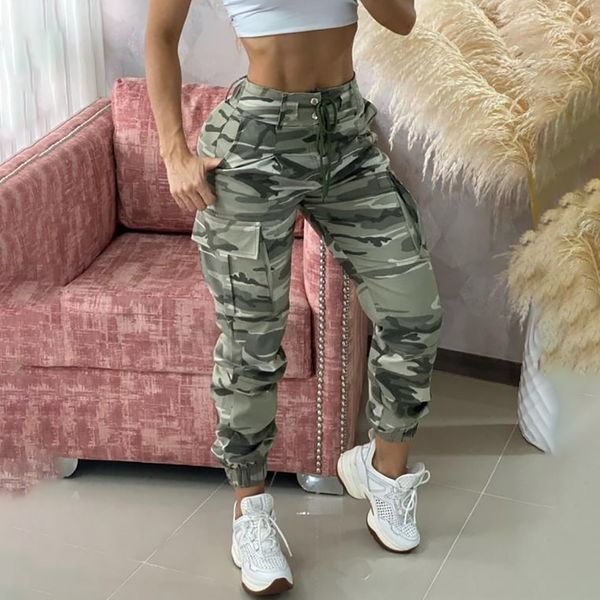 

women's pants capris women summer camouflage cargo pants drawstring pocket women trousers daily wear jogger sweatpants 230325, Black;white