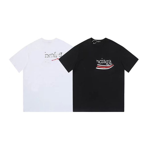 

2023 paris vintage t shirts cotton t-shirt ins fashion brand paris coke short sleeve wave couple loose casual high version unisex, White;black