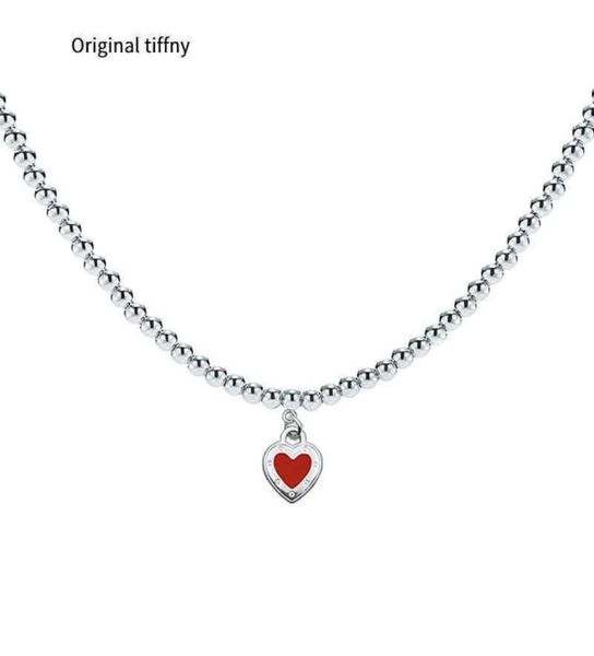 

designer necklaces beaded classic style 925 silver blue red pink heart pendant necklace for women wedding engagement with box y2308282881