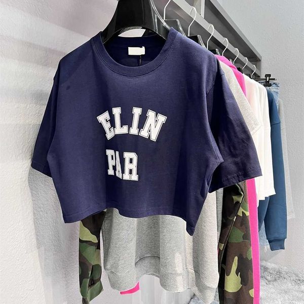 

80% off factory outlet online high version summer new letter print ins wind leakage waist women's short tee, White;black
