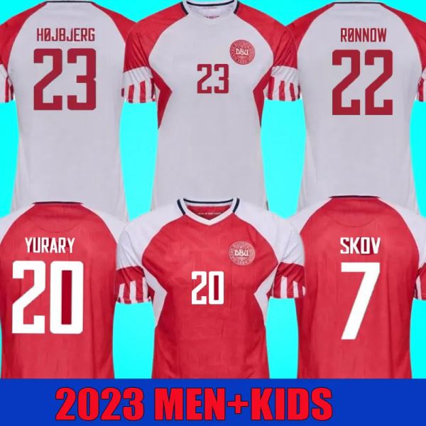 

2023 denmark t shirt eriksen home red away white 2023 2024 hojbjerg christensen skov olsen braithwaite dolberg football shirts, White;black