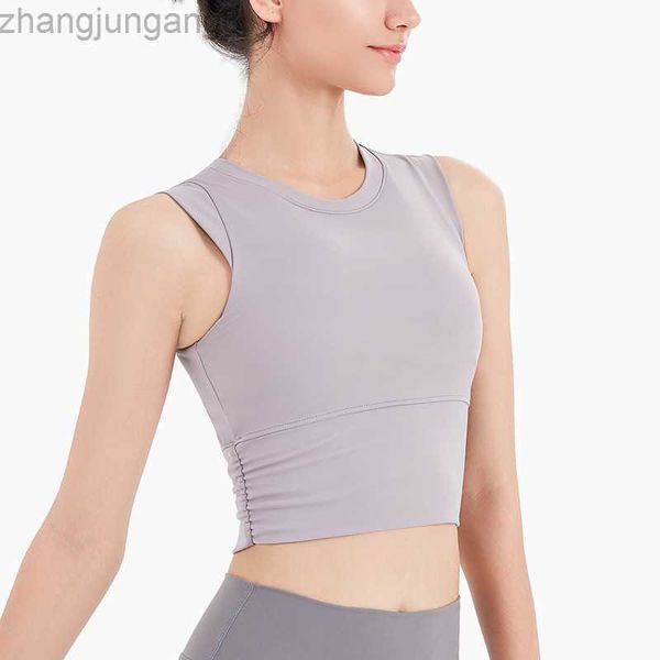 

alos yoga sports bra tank with chest cushion wearing nude shockproof slim fit slim fit fitness sports for women, White