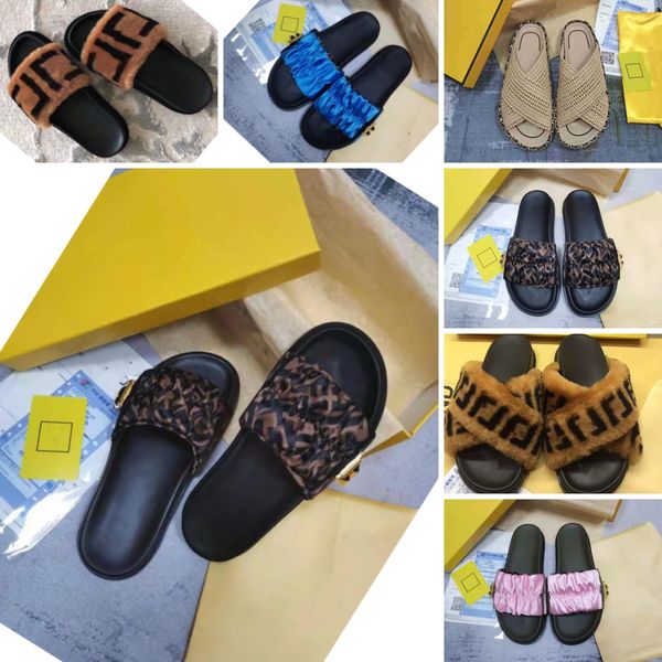 

2023 senior designer sandal women's summer genuine leather flat shoes f letter beach casual fashion slippers women 35-42 with yellow bo, Black