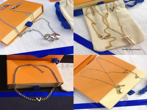 

luxury design necklace 18k gold plated stainless steel necklaces choker chain letter pendant fashion womens wedding jewelry access6120361, Silver