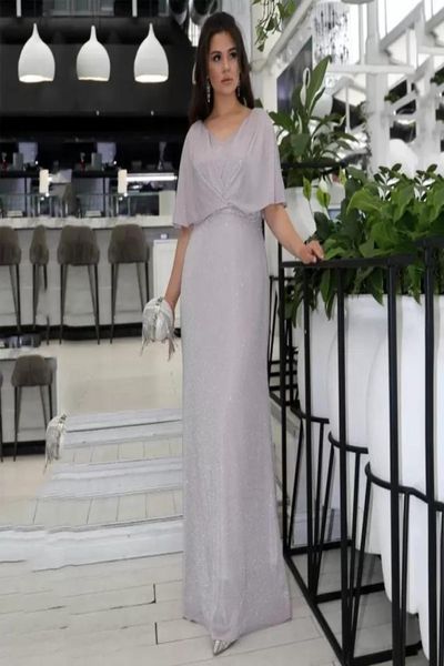 

silver sequins mermaid mother of the bride dresses v neck short sleeve formal prom dress high waist evening gowns1687050, Black;red