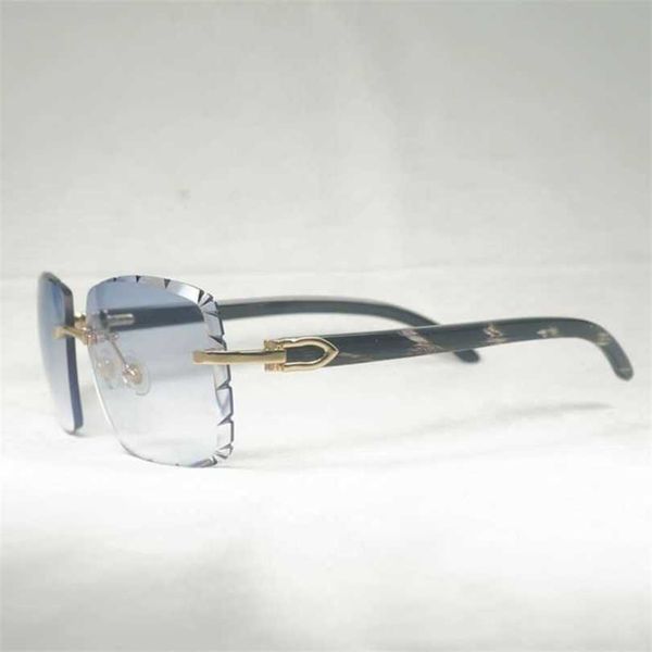 

20% off for 2023 luxury designer sunglasses vintage black white horn oversize rimless diamond cutting men wood glasses retro shades for summ, White;black