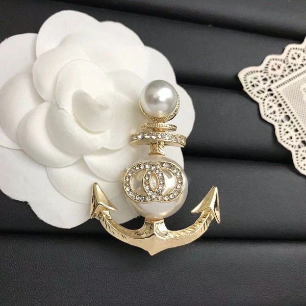 

brand luxurys desinger brooch women pearl letter brooches suit pin fashion jewelry clothing decoration accessories, Gray
