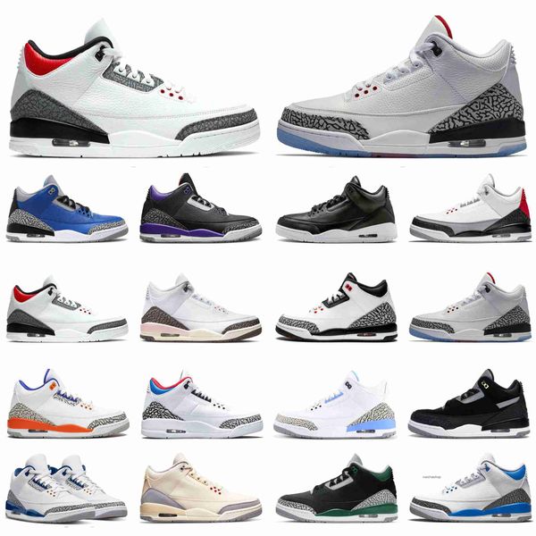

2023 3 3s shoes jumpman basketball shoes mens men cool grey georgetown unc pine green racer blue trainers outdoor sports sneakers women blac, Black