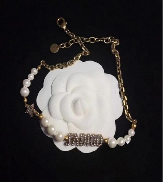 

2021 chain alloy electroplate branded letters pearl stars zirconia studded necklaces and bracelets with packaging9709539, Silver